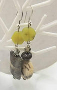 PRICE REDUCED Sterling silver, jasper, serpentine, & Swarovski, pierced dangle earrings.