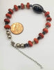 Adjustable, multi-stone, coral & sterling silver, bracelet with agate, amethyst, citrine, garnet, moonstone & iolite. 7.75" - 10".
