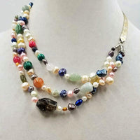 Like rainbows? This 3-strand! This 3-strand, Sterling Silver, multi-stone, multi-color, necklace.