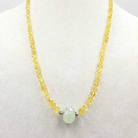 Beautiful pastel colors. Sterling silver, citrine, peridot, & prehnite focal. Long necklace. 26" length.