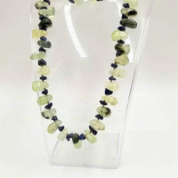 Price Reduced!  A 4-piece set of pierced earrings, necklace, & bracelet made of prehnite & blue aventurine