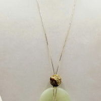 Vegan-wear. Bold, massive, tri-tone nephrite jade, & sterling silver necklace.  28" length.