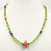 Get ready to awaken spring. Sterling silver, peridot, agate, citrine, labradorite, and coral necklace. 21.75" length.