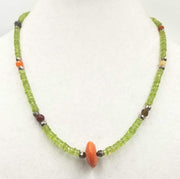 PRICE REDUCED! Get ready to awaken spring. Sterling silver, peridot, agate, citrine, labradorite, and coral necklace. 21.75" length.