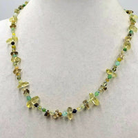 Celebrate spring. 14K Yellow Gold, tourmaline & citrine necklace with aventurine. Hand-knotted with sky blue silk. 21.25" length.