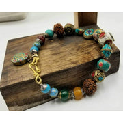 PRICE REDUCED! Bold, multi-color, multi-stone, dzi anklet. Each bead is uniquily beautiful to bring lovely comments. 9" length.