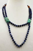 PRICE REDUCED Gorgeous 2-strand necklace with sodalite, Baltic amber & turquoise stones & 14KYG.   20" and 26" length.