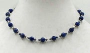 Necklace & bracelet set, sodalite, black pearl, moonstone, silk, sterling silver. 16inx7.5in