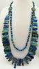Monumental, adjustable, two-strand, dyed imperial jasper & aventurine pectoral collar on moss green silk. 28" to 32" length.